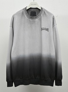 ABLE JEANS潮牌男女卫衣脏洗渐变色灰色休闲圆领宽松套头衫春秋冬