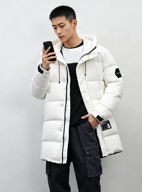 90白鸭绒男女羽绒服able jeans冬季外套连帽加厚中长羽绒衣男上衣