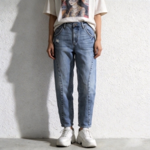 JEANS女牛仔裤 ABLE 潮流香蕉裤 子高腰宽松锥形裤 休闲女裤 长裤 春季