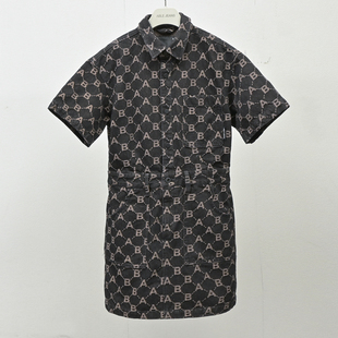 JEANS女士修身 收腰水洗提花牛仔连衣裙显瘦气质翻领短裙 ABLE 新款