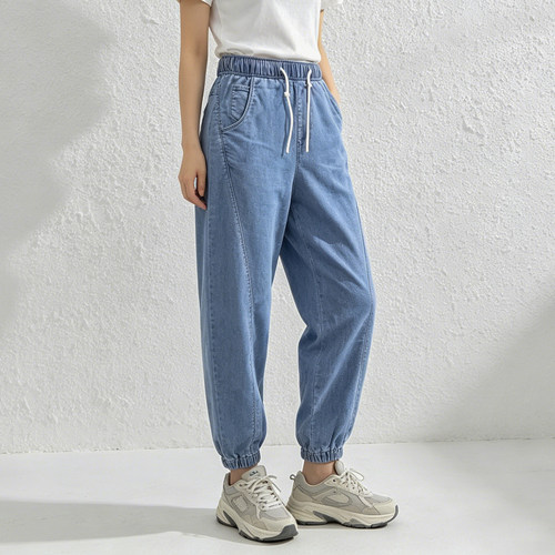 巨好看超好穿香蕉裤新款ABLE JEANS女春夏薄款牛仔裤针织收脚长裤