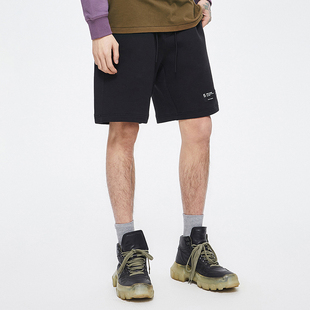 男女黑色松紧腰直筒潮夏季 中性五分裤 JEANS短裤 ABLE 高弹休闲 中裤