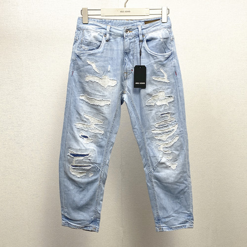 潮男八分裤牛仔裤ABLEJEANS破洞