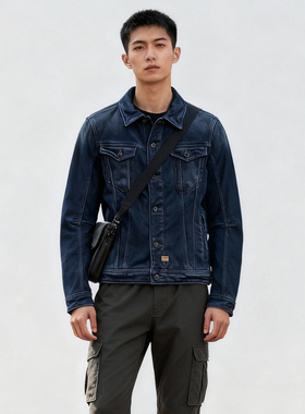 小码特价加绒牛仔夹克男ABLE JEANS秋冬季外套深色青年休闲茄克潮