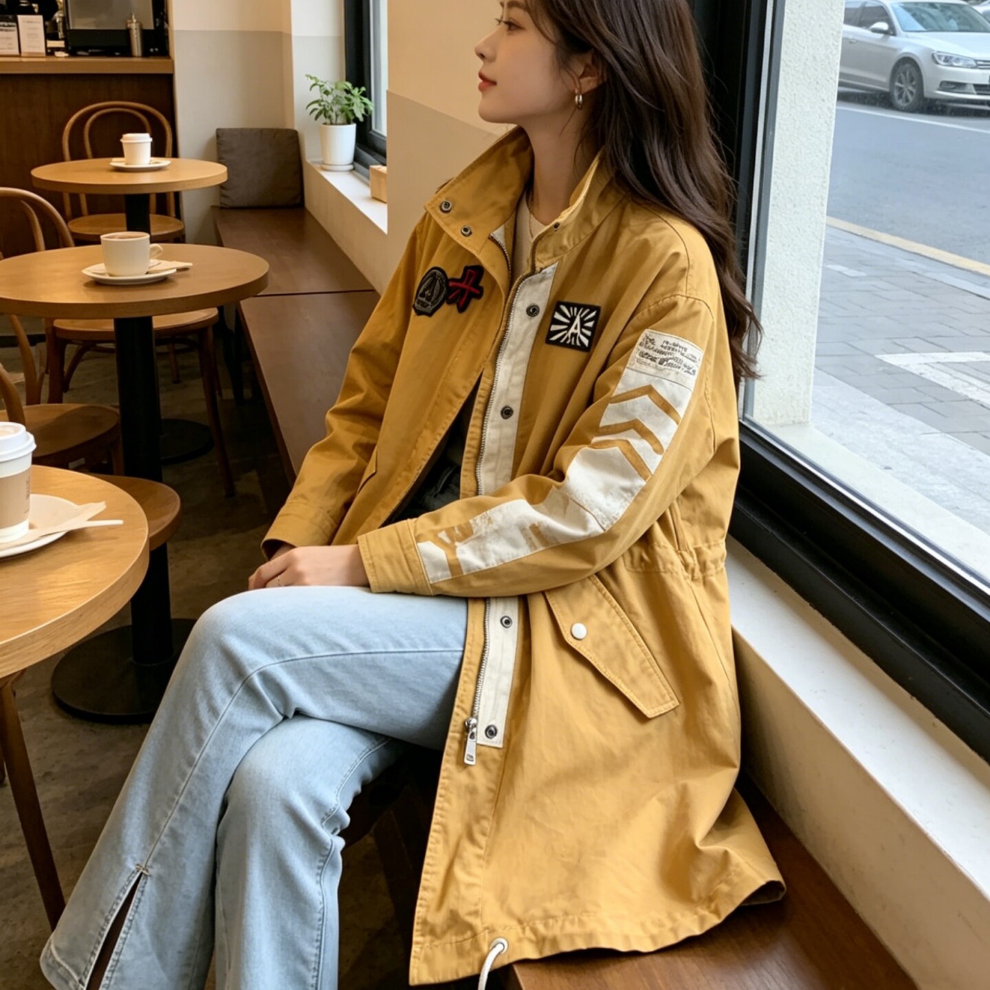 ABLE，JEANS中长款风衣潮宽松