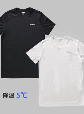 凉感黑科技ABLE JEANS男女短袖T恤衫夏季黑白色圆领百搭潮体恤衫