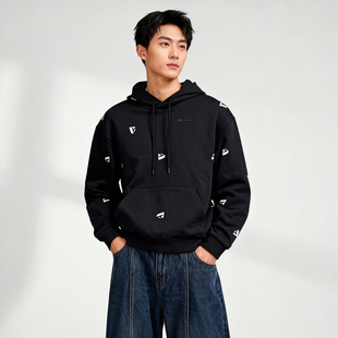 秋冬加绒男女卫衣黑色连帽字母套头ABLE JEANS老钱风宽松潮牌外套