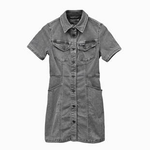 女衬衫 ABLE 连衣裙显瘦 收腰灰色牛仔裙短袖 女士修身 JEANS夏季 新款