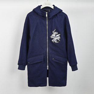 韩版 ABLE JEANS中长款 纯色厚外套宽松 女士羊毛呢大衣连帽冬季