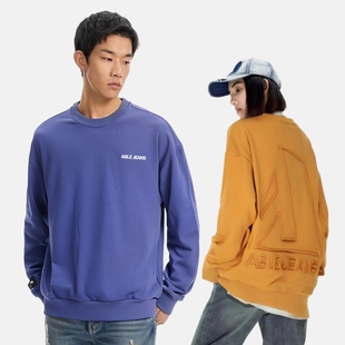 密织毛圈布圆领套头针织上衣刺绣款 JEANS男女款 卫衣ABLE 超值秋季