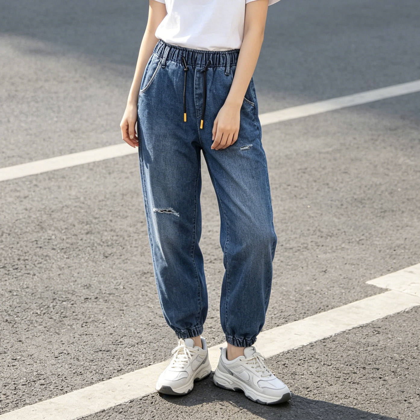 ABLEJEANS女牛仔裤运动锥形裤