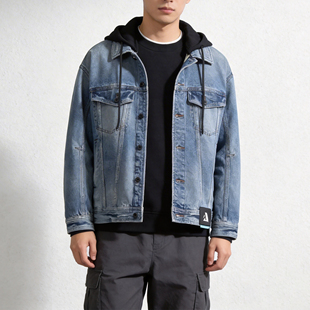 史迪奇联名款 jeans水洗绣花牛仔夹克中性宽松休闲春秋外套 able