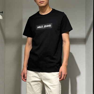 纯棉ABLEJEANS潮男字母印花T恤