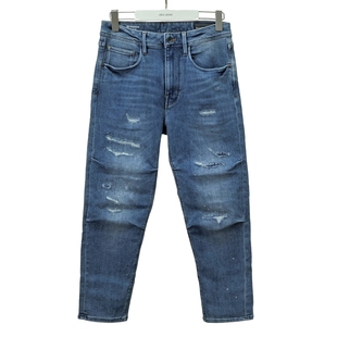 泼墨3D松垮裤 ABLE JEANS牛仔裤 男秋冬弹力做旧刺绣破洞牛仔裤 长裤