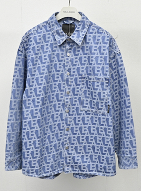 春秋ABLE JEANS中性款水洗提花牛仔夹克型衬衫休闲潮流外套帅