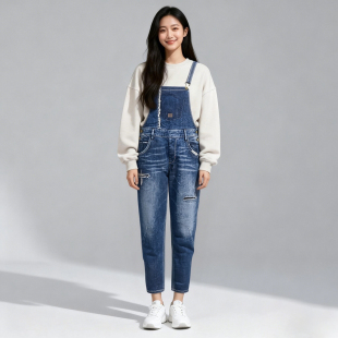 连身潮流时尚 超值福利ABLE 连体裤 背带裤 减龄 JEANS女士春秋牛仔裤
