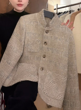 小香风粗花呢外套女复古上衣