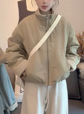 休闲百搭加绒外套时尚面包服女