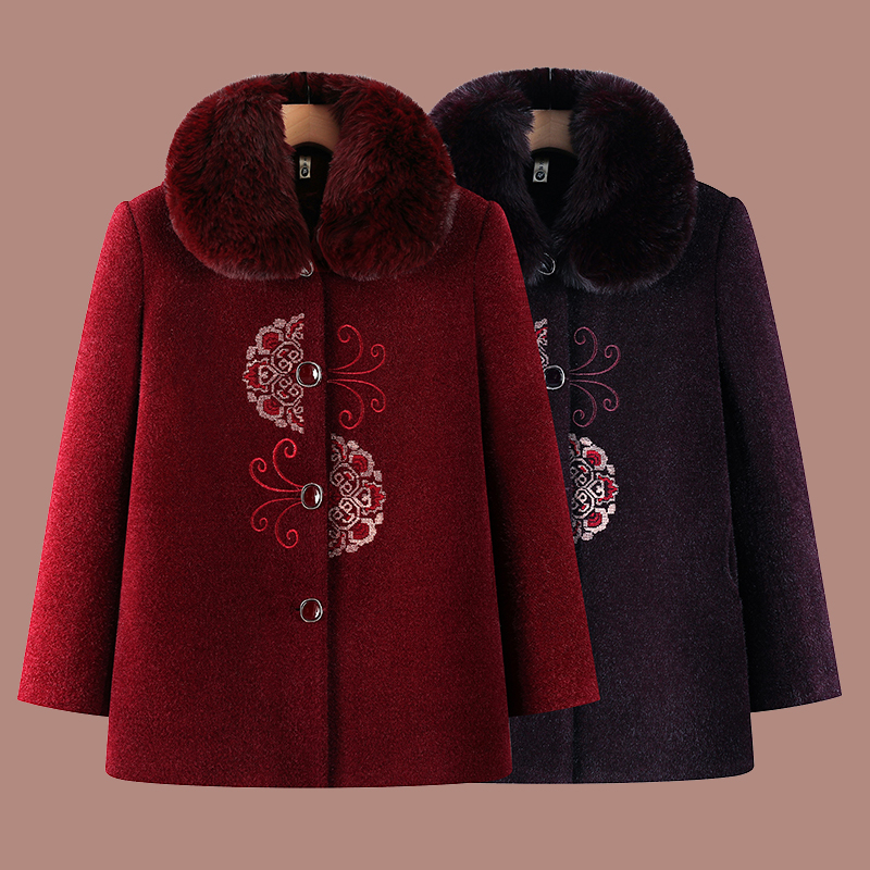 奶奶冬装水貂绒外套妈妈装大衣