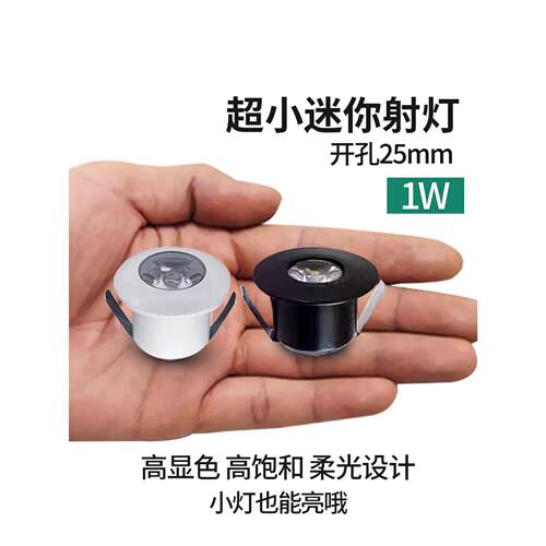 【1W开孔25mm】嵌入式迷你小射灯2.8公分展柜灯led孔灯满天星