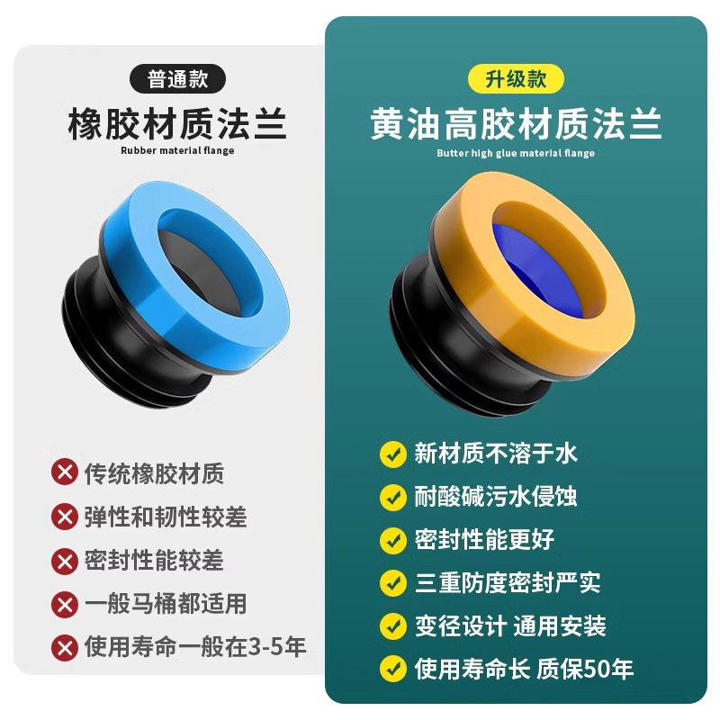 马桶法兰密封圈防臭加厚垫圈加长