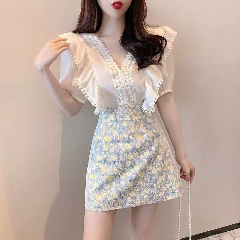 Summer commuter women's clothing temperament wear light mature style suit, age reducing fashion, foreign style, two piece women's bag hip skirt fashion