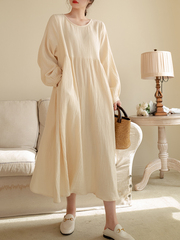 A new double cotton beige dress for Korean dongdamen