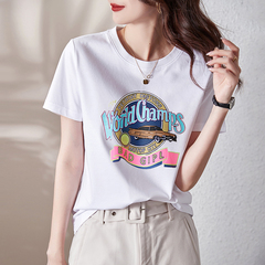 Official cotton bag back collar super fire top minority short sleeve T-shirt women's wear