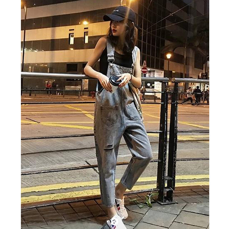 Women's new high waist slim straight tube retro 9-point one-piece pants fashion