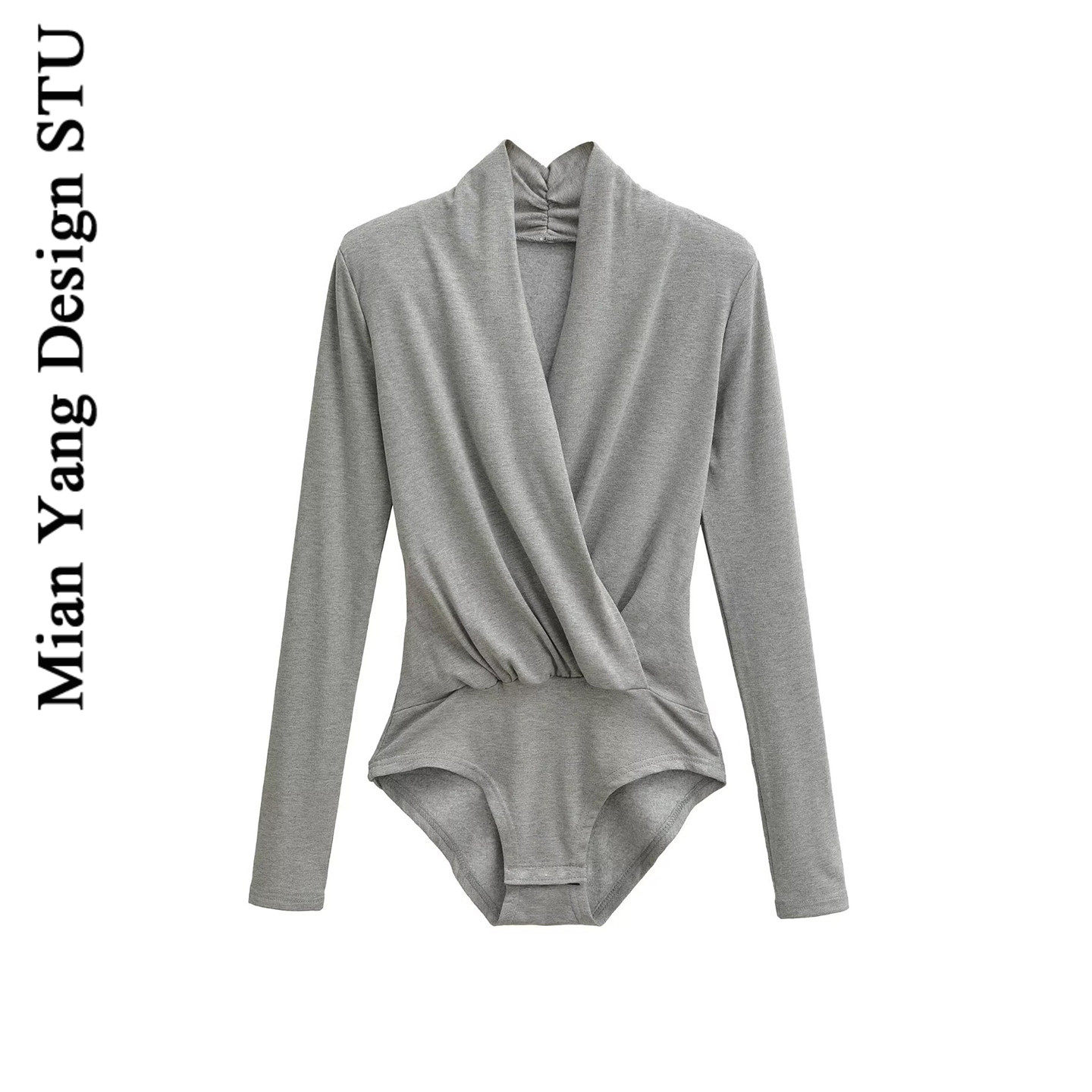 棉洋美式性感磨毛长袖连体T恤女 辣妹褶皱交叉v领垫肩内搭连体衣,女装/女士精品,连体衣/裤,淘宝优惠券,粉丝福利购,淘宝优惠卷