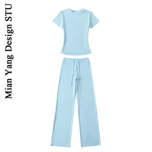 skims平替立体裁剪沙漏腰百搭短袖T恤舒适宽松抽绳长裤运动套装女