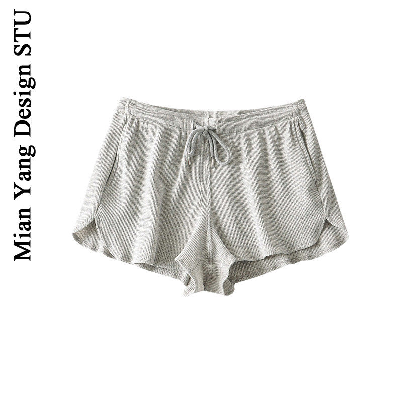 棉洋美式复古透气格高腰休闲运动瑜伽短裤 ins少女风显瘦百搭热裤