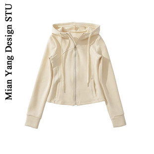 棉洋复古瑜伽修身 显瘦拉链卫衣女立领连帽街头潮搭bm风运动短卫衣