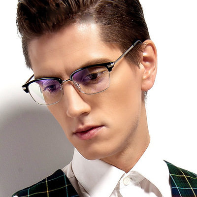 眼镜框男韩版潮金属半框个性平光镜架女大框圆脸复古配近视眼睛框