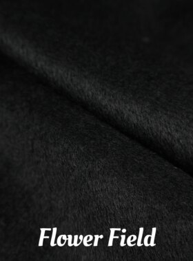 高品质 纯黑色单面顺毛长毛羊绒羊毛毛呢毛料面料大衣外套裙布料