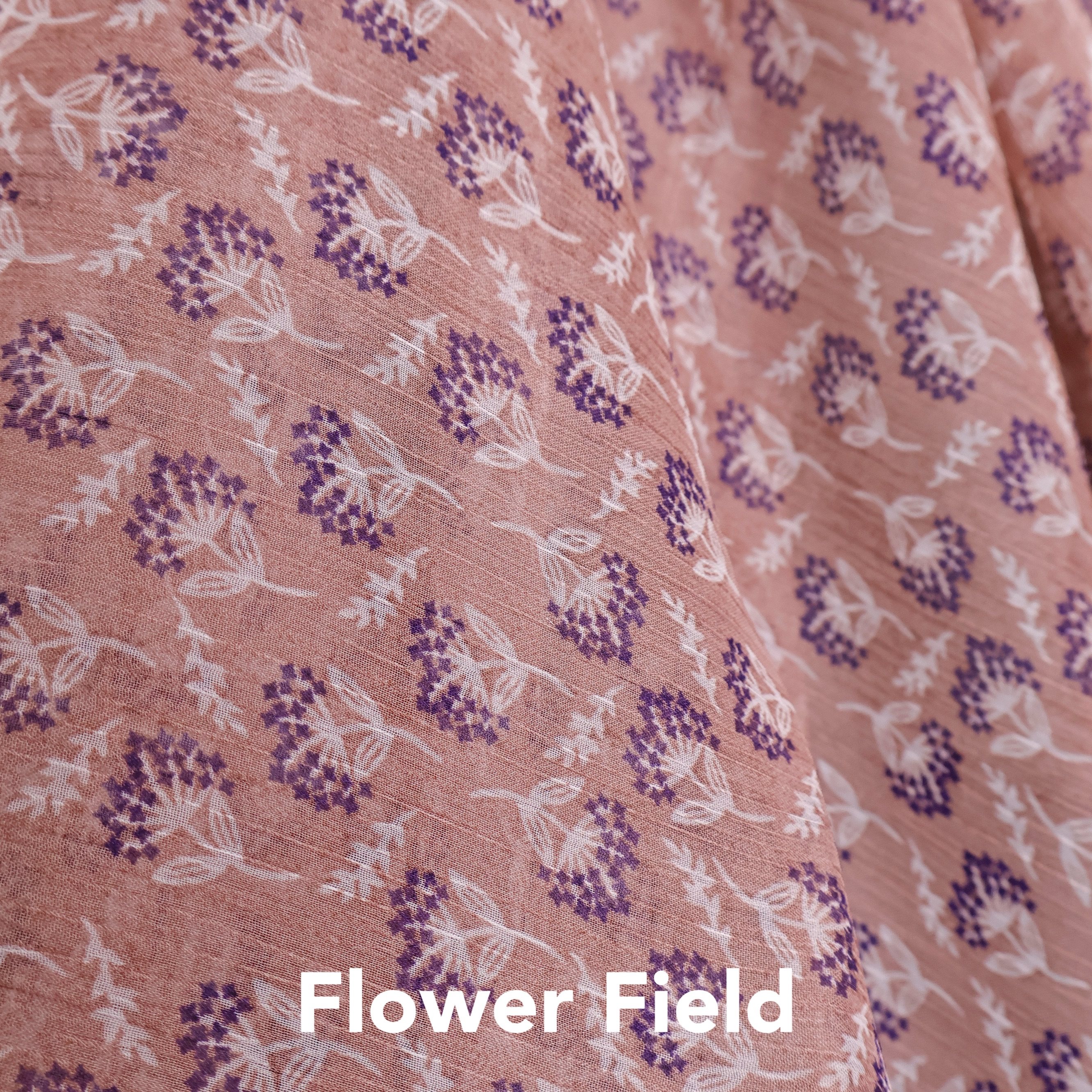 半透亲肤 皮粉色拓染风小碎花印花雪纺面料衬衫连衣裙旗袍布料DIY