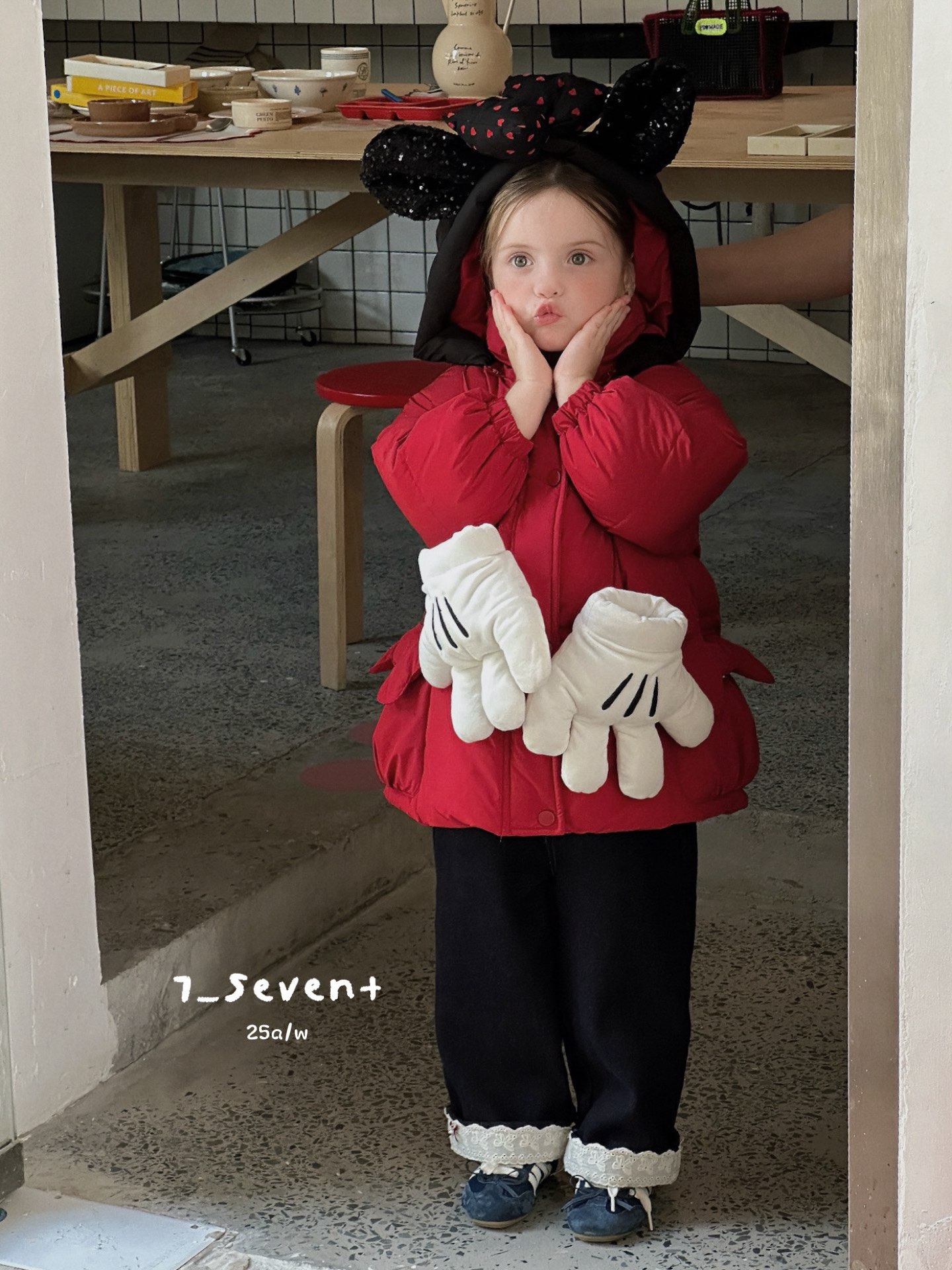 7-seven2025冬儿童羽绒服女童中长款加厚保暖真白鸭绒外套7909