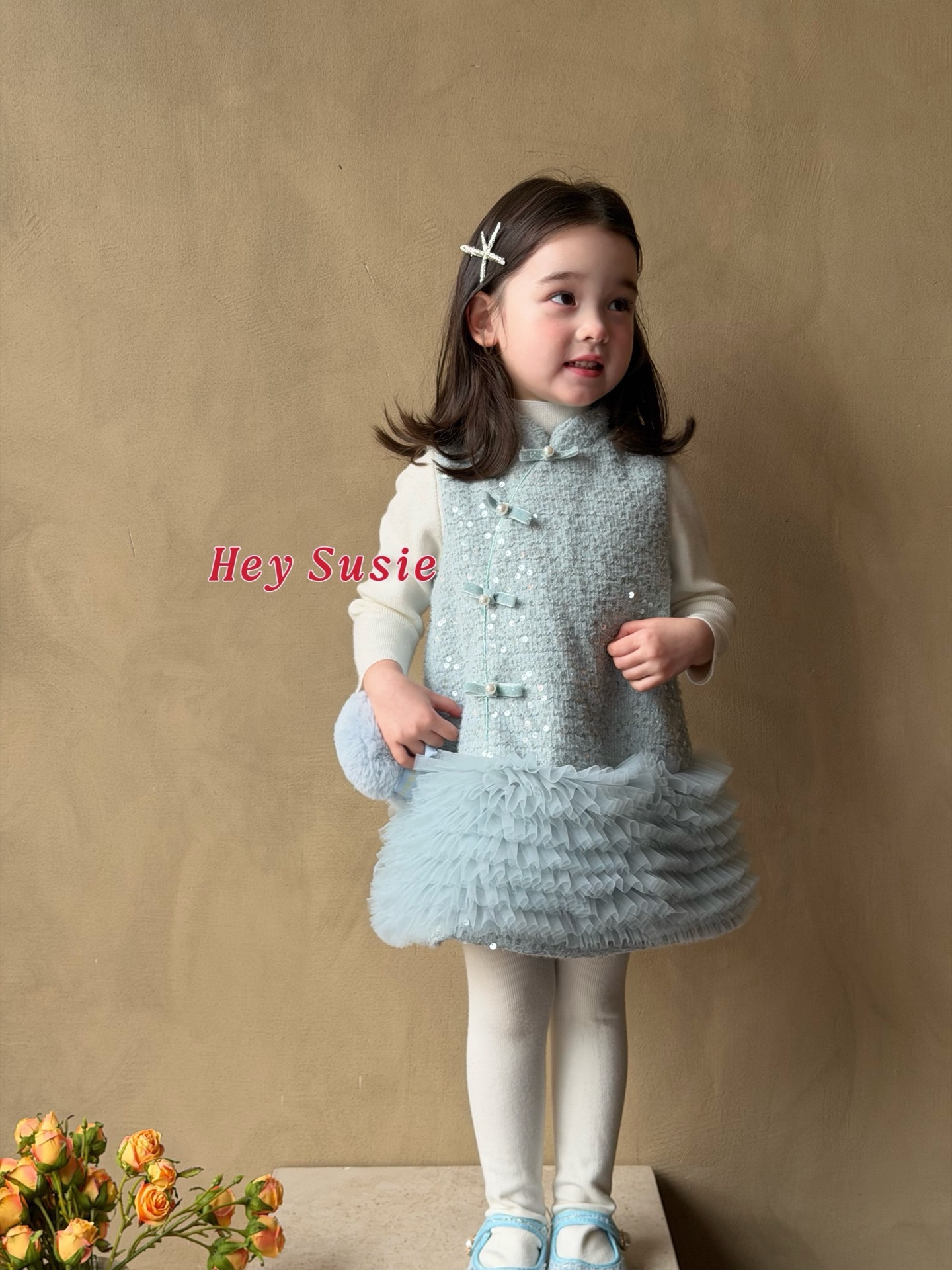 苏西susie新年女童国风连衣裙25新冬女宝宝新中式公主背心裙7687