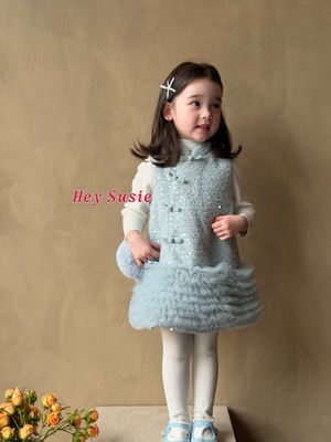 苏西susie新年女童国风连衣裙25新冬女宝宝新中式公主背心裙7687