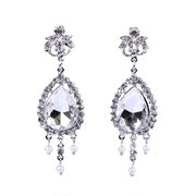 Good pretty luxurious sparkling rhinestone earrings non-pierced earrings gorgeous bride ear clip earrings silver drop earrings