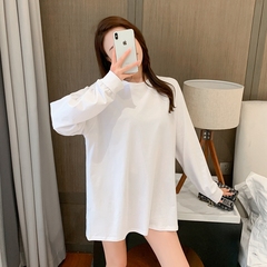 Real shot white base coat Long Sleeve T-Shirt women's top new Korean version loose inside