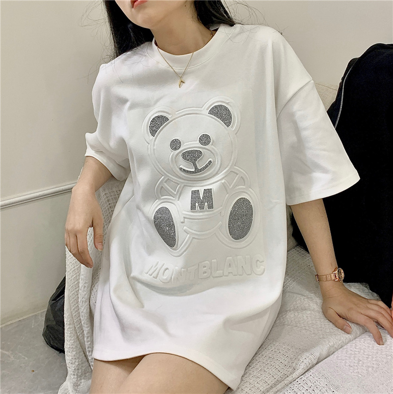 實拍純棉新款工藝立體印花短袖恤女韓版寬鬆百搭學生上衣潮