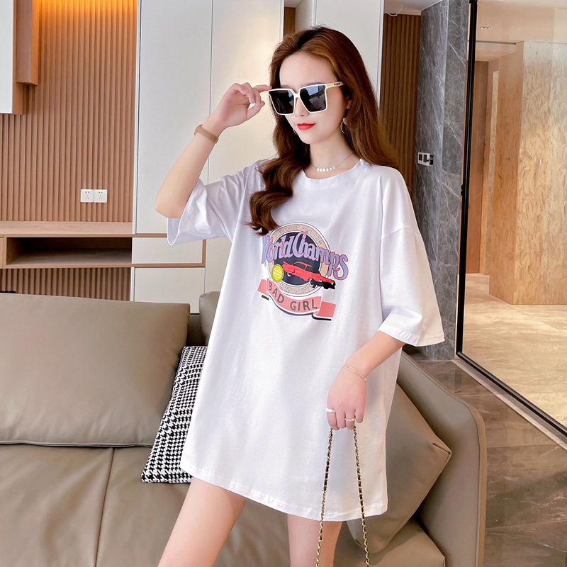 New summer round neck letter pattern short sleeve T-shirt women's loose top trend