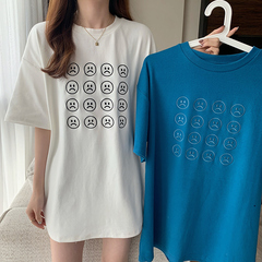 實拍短袖恤女夏新款潮刺繡花學生中長款上衣大碼女裝