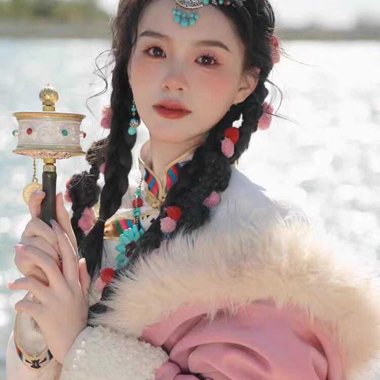 双色手摇式木柄纪念品装饰合金6厘米金轮拉萨金转筒藏区旅拍