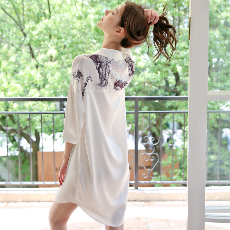 冰丝夏季性感男友风衬衫睡衣女