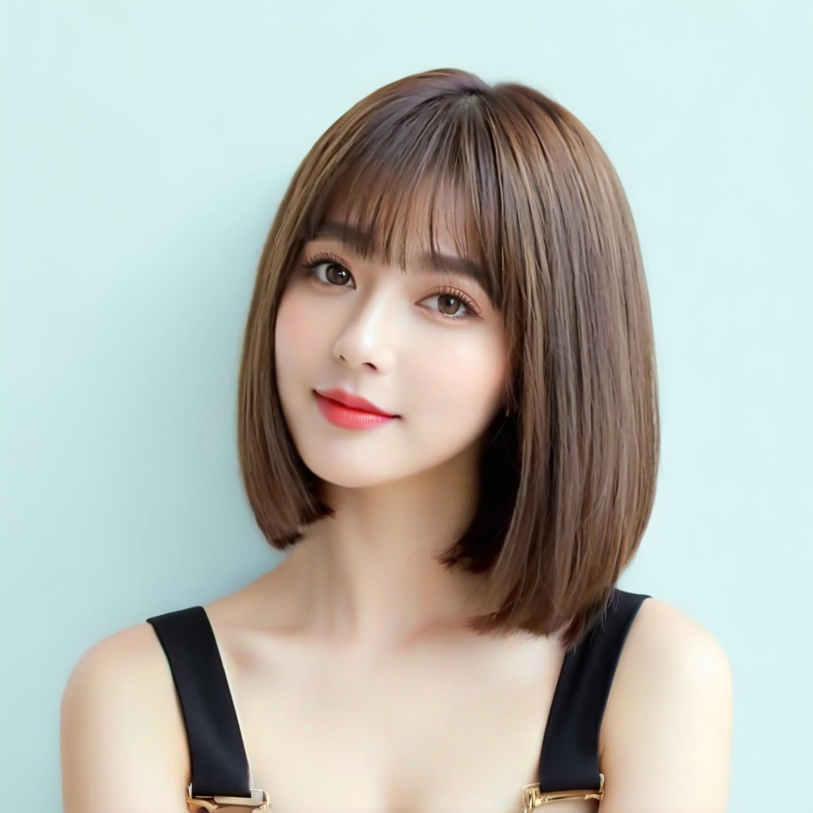 二类电商网红假发女士清纯少萝空气刘海短直发化纤全头套现货先发