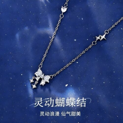 轻奢小众超闪蝴蝶结锁骨链送女友
