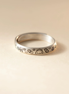 幸运猫2026平安吉言光面指环