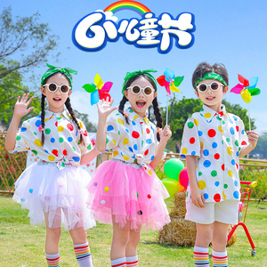 夏季儿童演出服小学生啦啦队波点舞蹈服班服幼儿园园服合唱表演服